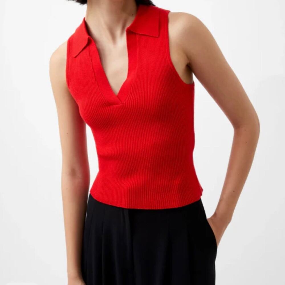French Connection Sleeveless V Neck Knit Tank Top Sweater Women’s Size M NWOT